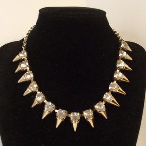 Gold Tone Large Rhinestone Stud Choker Necklace